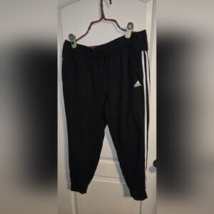 Adidas Womens Black Sweatpants with White Stripes